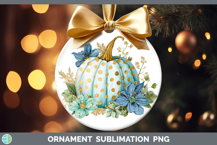 Pumpkin Autumn Pastel Brush Strokes Ornament Sublimation Des