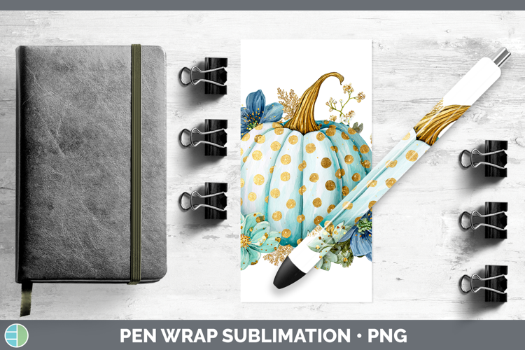 Pumpkin Autumn Pastel Brush Strokes Pen Wrap Sublimation Des