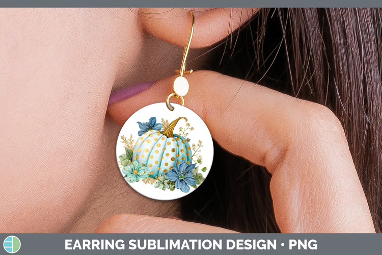 Pumpkin Autumn Pastel Brush Strokes Round Earrings Sublimati