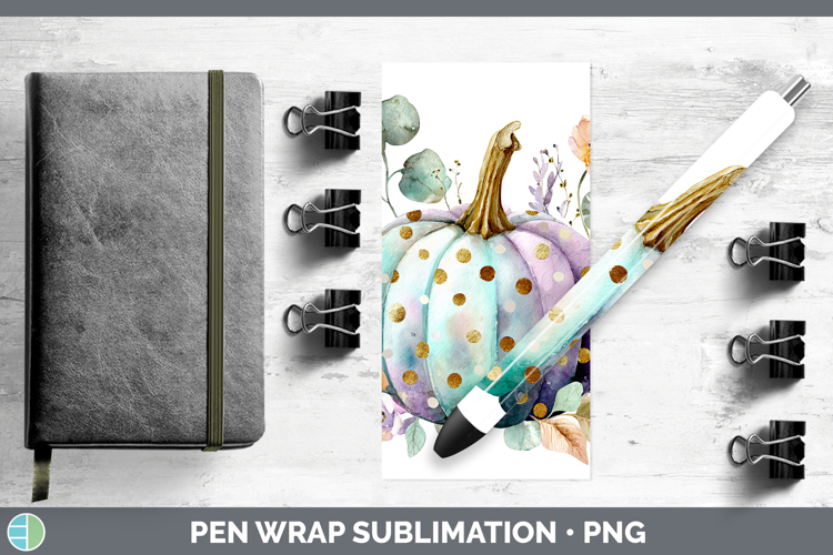 Purple Dot Pumpkin Autumn Pastel Brush Strokes Pen Wrap Subl