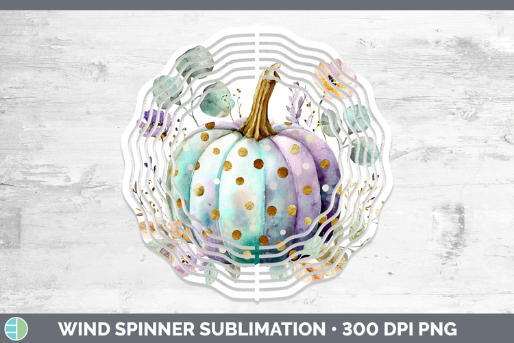 Purple Dot Pumpkin Autumn Pastel Brush Strokes Wind Spinner