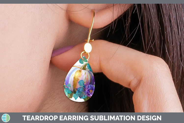 Purple Pumpkin Teardrop Earrings Autumn Pastel Brush Strokes