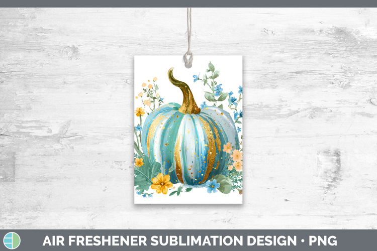 Turquoise Pumpkin Air Freshener Autumn Pastel Brush Strokes