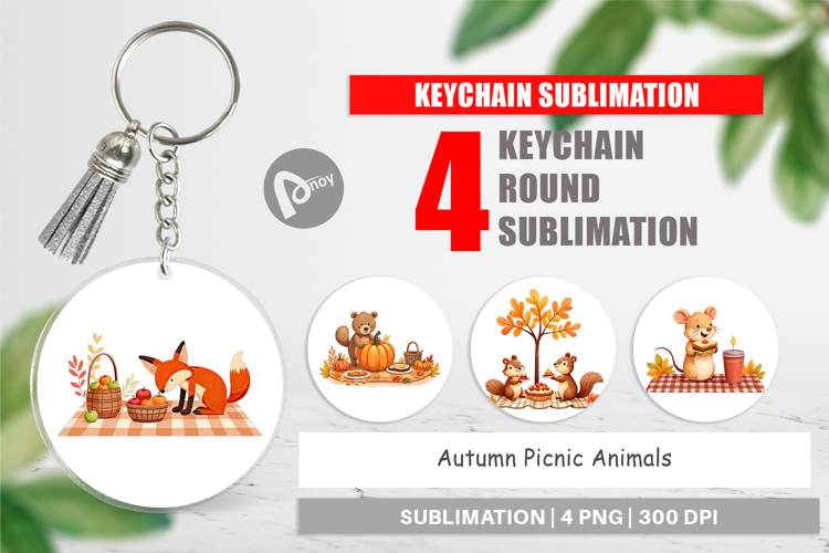 Keychain Autumn Picnic Animals