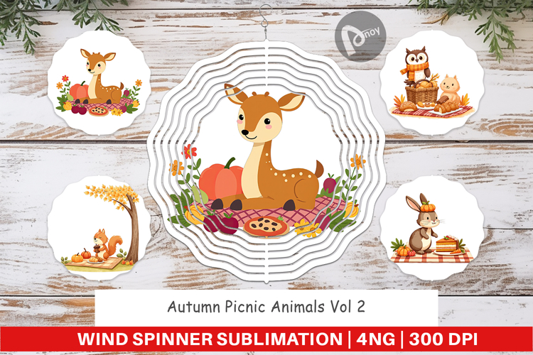 Wind Spinner Autumn Picnic Animals
