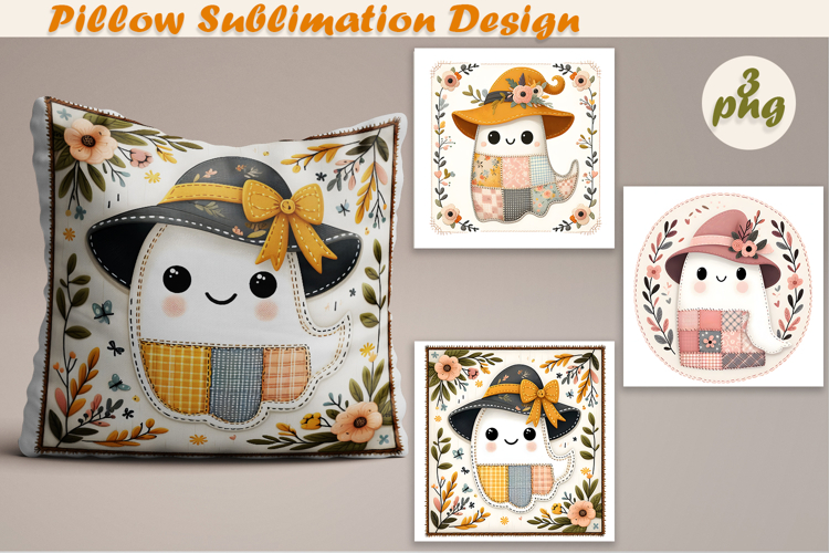Fany Halloween Patchwork Ghost| Pillow Sublimation Design