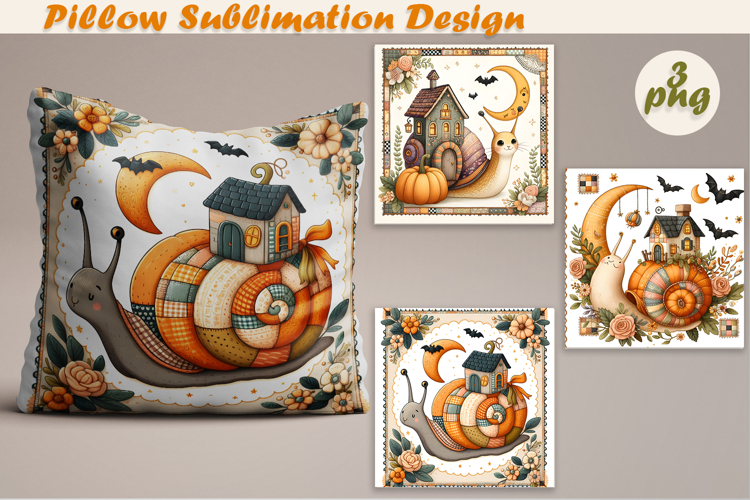 Fall patchwork pumpkin | Pillow Sublimation Design