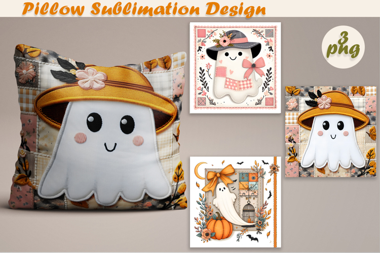 Fany Halloween Patchwork Ghost| Pillow Sublimation Design