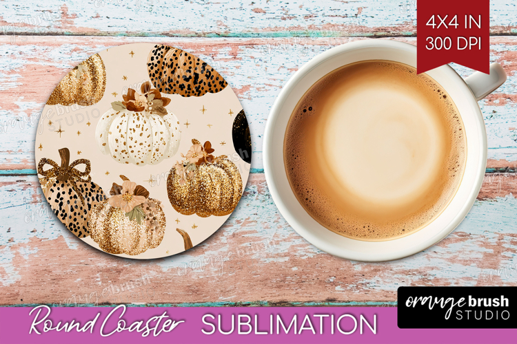 Autumn Pumpkin Round Coaster - Fall Pumpkin, Coaster PNG