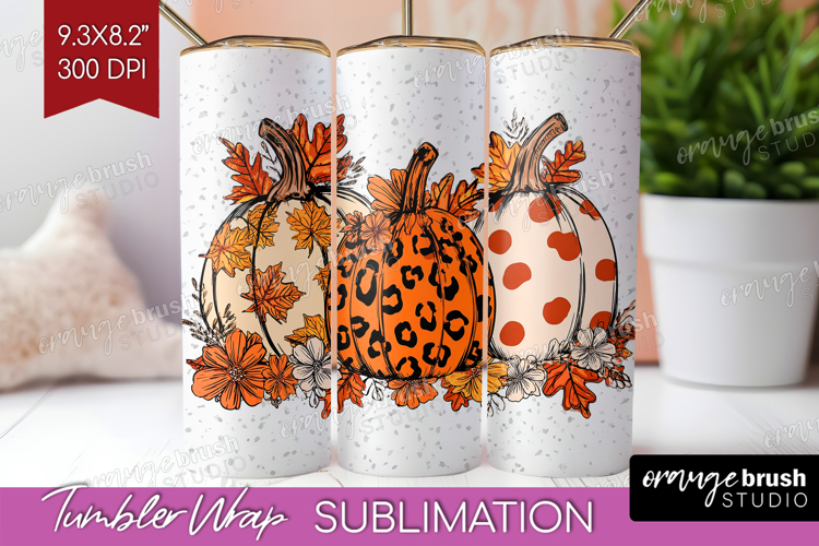 Autumn Pumpkin Tumbler Wrap - Fall Pumpkin, Tumbler PNG