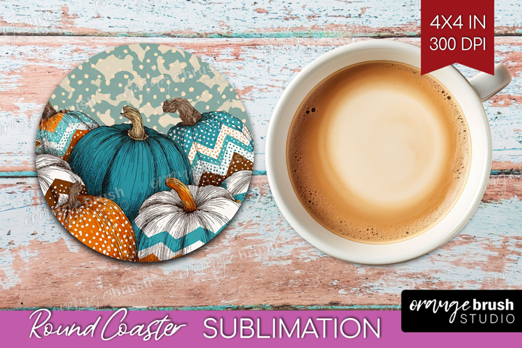 Autumn Pumpkin Round Coaster - Fall Pumpkin, Coaster PNG