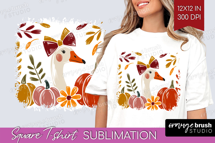 Autumn Pumpkin Square Tshirt Background - Fall Pumpkin, PNG example image 1