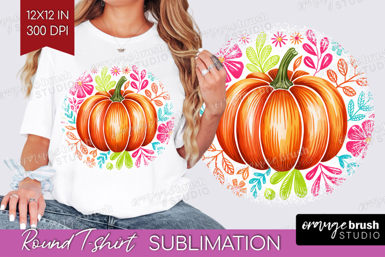 Autumn Pumpkin Round Tshirt Background - Fall Pumpkin, PNG