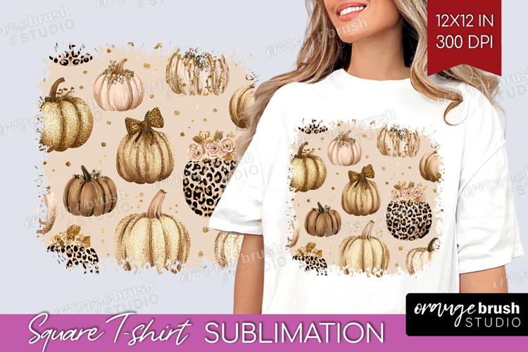 Autumn Pumpkin Square Tshirt Background - Fall Pumpkin, PNG example image 1