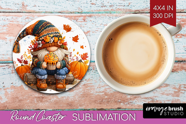 Autumn Pumpkin Round Coaster - Fall Pumpkin, Coaster PNG example image 1