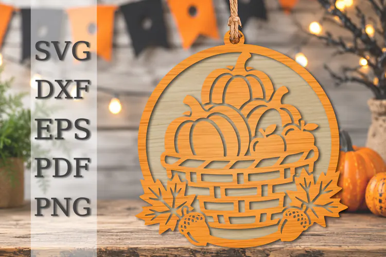 Autumn Pumpkin Basket Laser Cut SVG