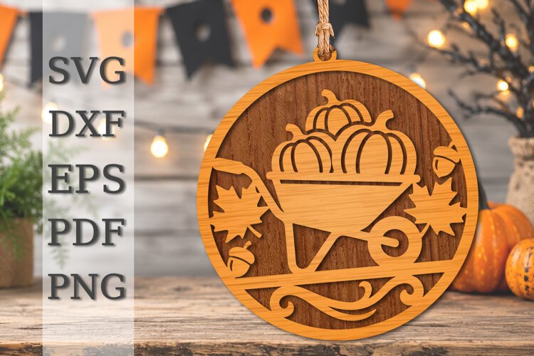Autumn Pumpkin Basket Laser Cut SVG example image 1