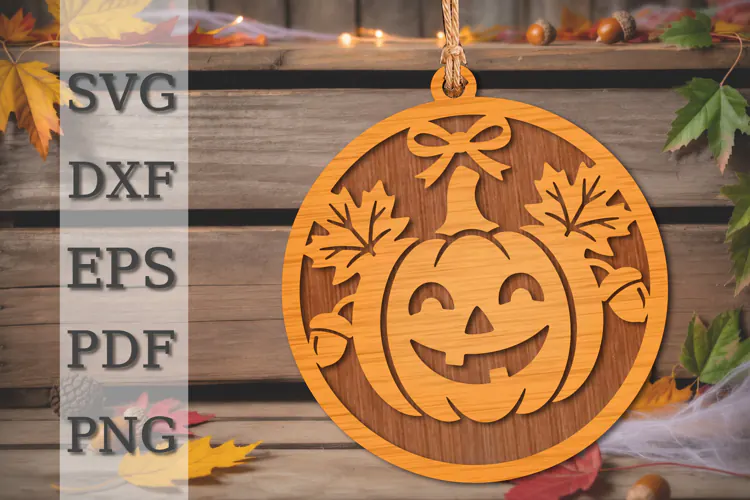 Autumn Pumpkin Bell Ornament Laser Cut SVG