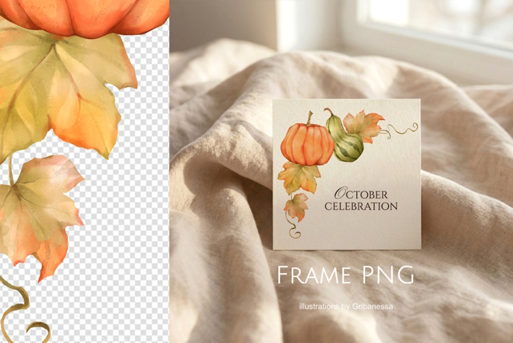 Autumn Pumpkin Corner Border PNG