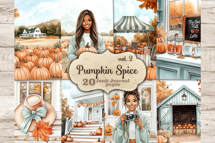 Autumn Pumpkin Junk Journal Pages | African American Collage