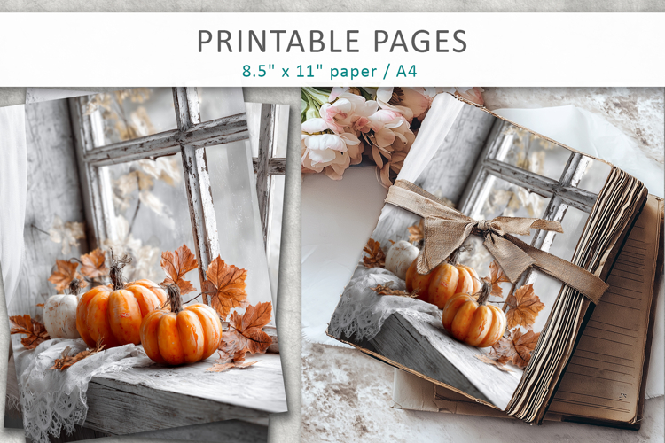 pumpkin junk journal, fall digital paper