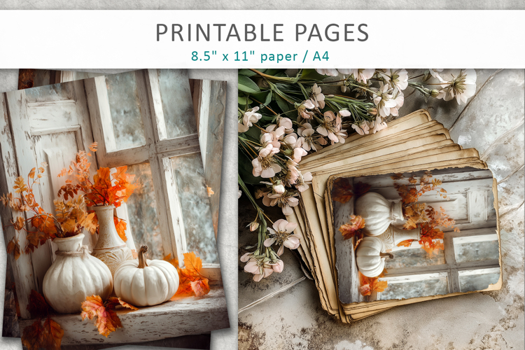 autumn printable papers, pumpkin collage sheet