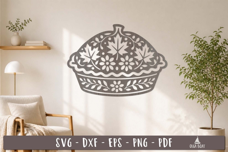 Autumn Pumpkin Pie Wall Decor SVG Laser Cut design
