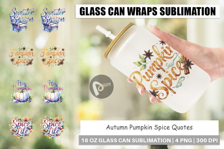 Autumn Pumpkin Spice Quotes Glass Can