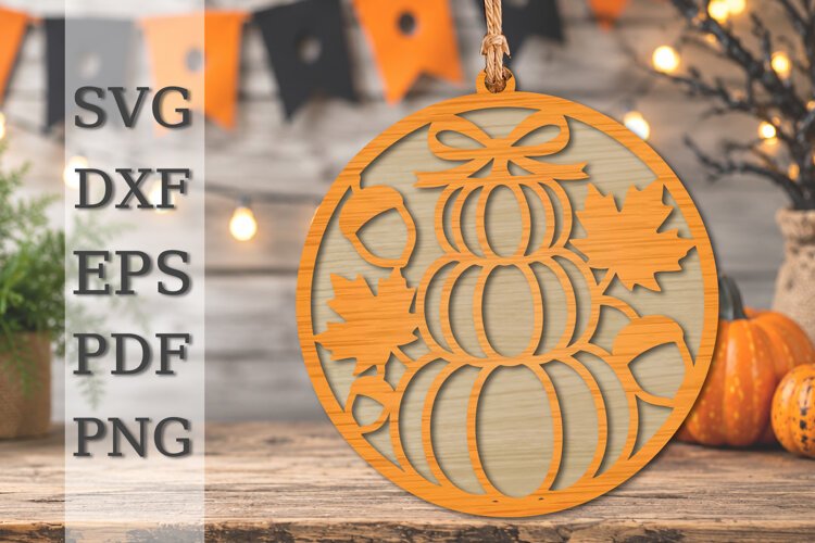 Autumn Pumpkin Stack Laser Cut SVG example image 1