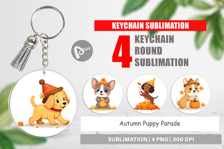 Keychain Autumn Puppy Parade