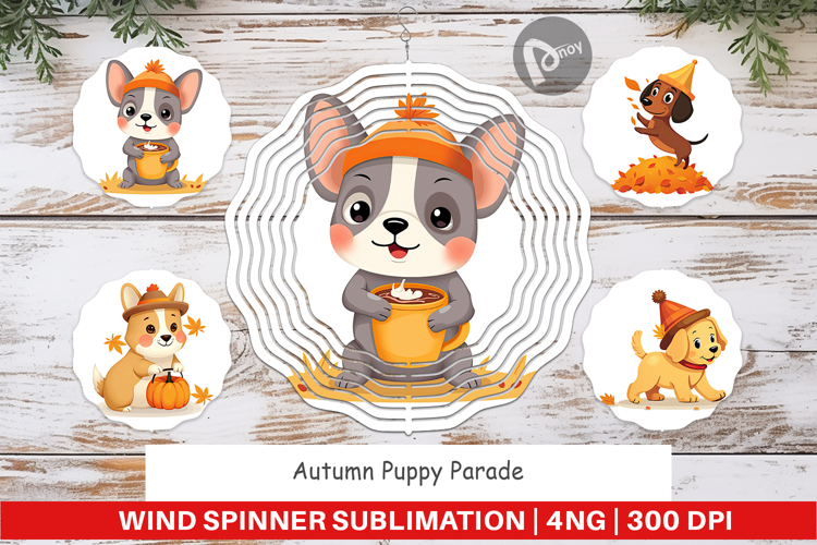 Wind Spinner Autumn Puppy Parade