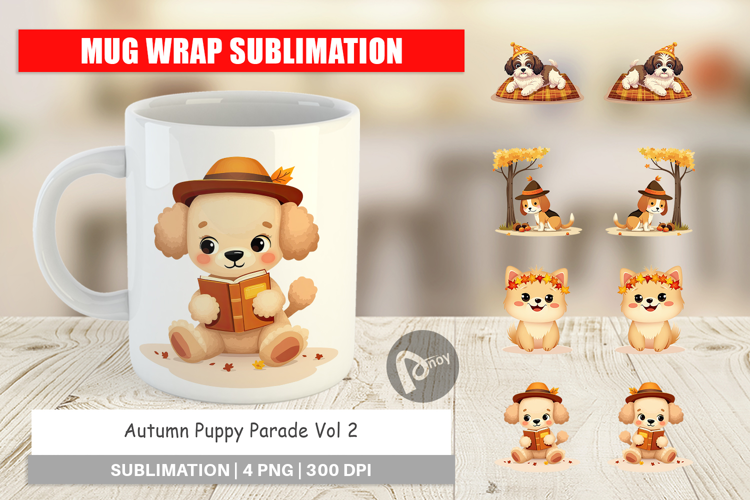 Mug Wrap Autumn Puppy Parade
