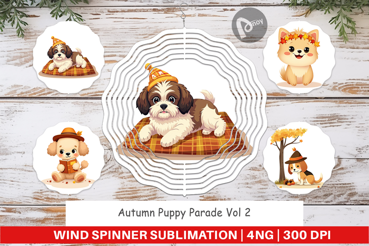 Wind Spinner Autumn Puppy Parade