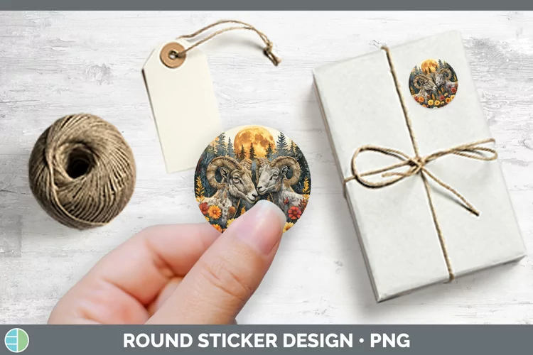 Autumn Ram Stickers | Round Labels Designs