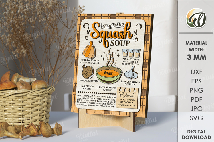 Autumn Recipe Sign Laser Cut. Kitchen Decor SVG