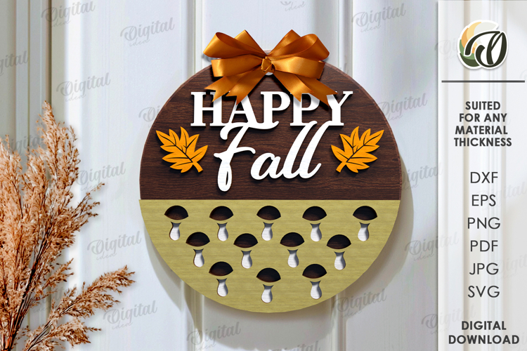 Autumn Round Sign Laser Cut. Fall wall decor SVG
