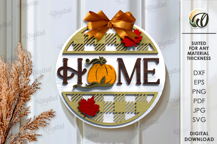 Autumn Round Sign Laser Cut. Fall wall decor SVG
