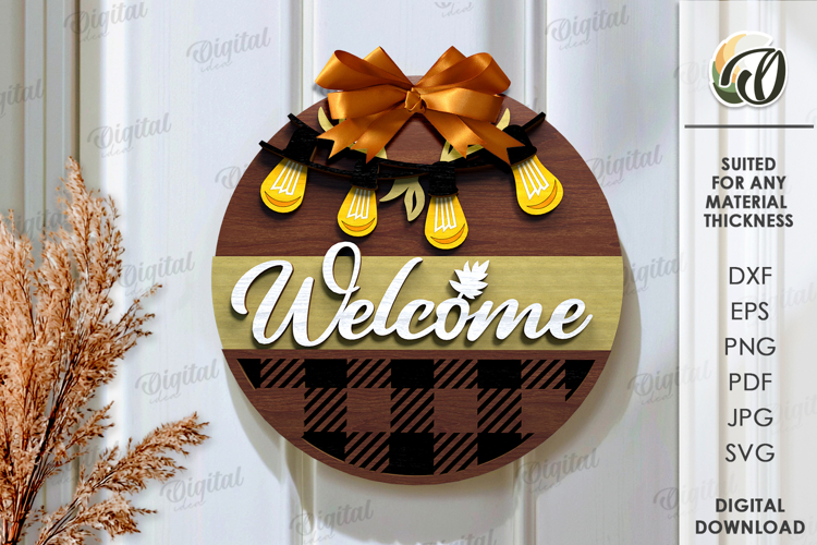 Autumn Round Sign Laser Cut. Fall wall decor SVG