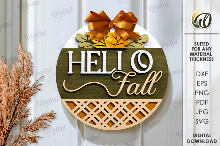 Autumn Round Sign Laser Cut. Fall wall decor SVG