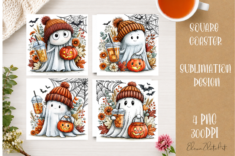 Autumn Scarecrow Coaster PNG | Watercolor Fall Scarecrow
