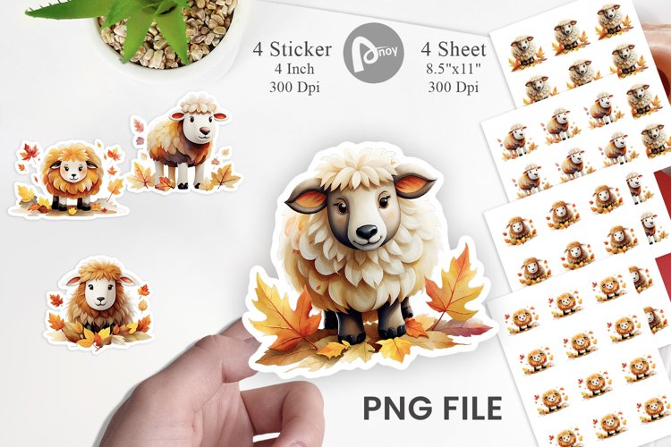 Autumn Sheep Watercolor Sticker