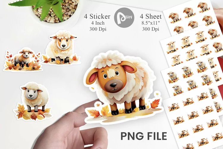 Autumn Sheep Watercolor Sticker