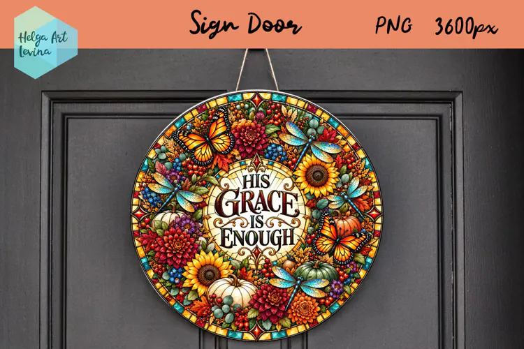 Religious quotes, Round Sign Door, Autumn PNG