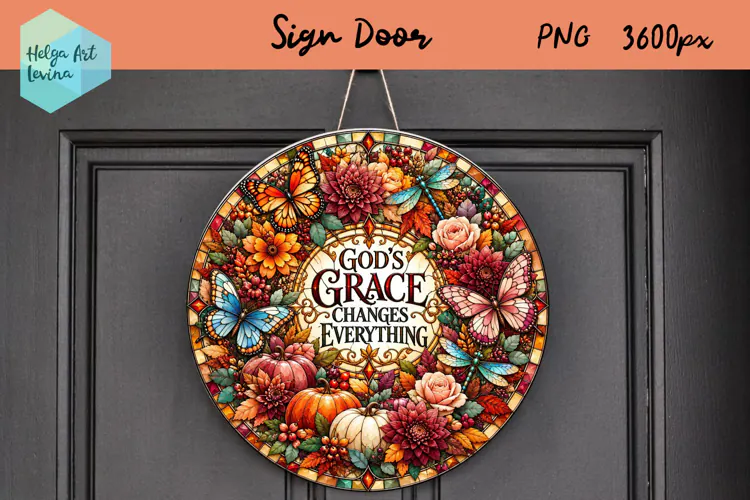Religious quotes, Round Sign Door, Autumn PNG