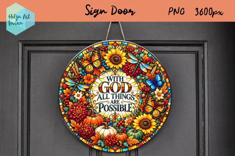 Religious quotes, Round Sign Door, Autumn PNG
