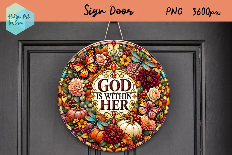 Religious quotes, Round Sign Door, Autumn PNG
