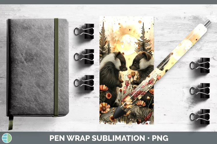 Autumn Skunk Pen Wrap Sublimation Epoxy Pen Designs