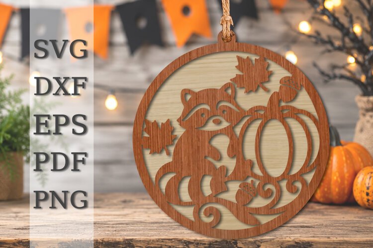 Autumn Squirrel Pumpkin Laser Cut SVG example image 1