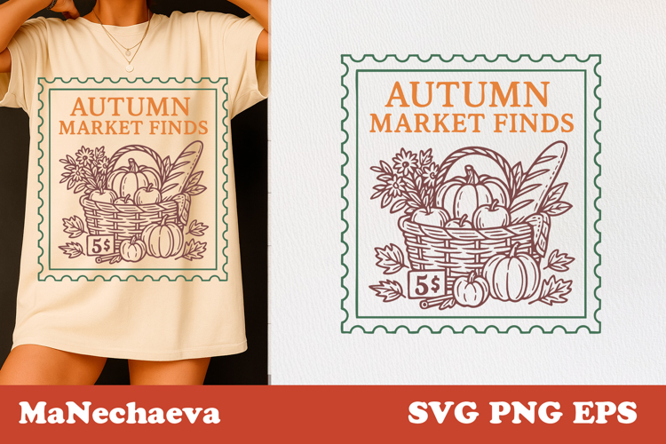 Vintage Fall Stamp SVG | Autumn Market Finds Clipart