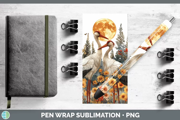 Autumn Stork Pen Wrap Sublimation Epoxy Pen Designs